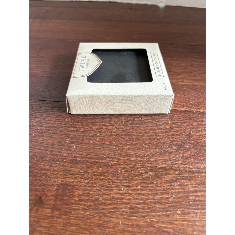 Twine Living - Natural Slate Square Coasters, Set of 4, 4 Inch Square - NEW - Picture 3 of 8
